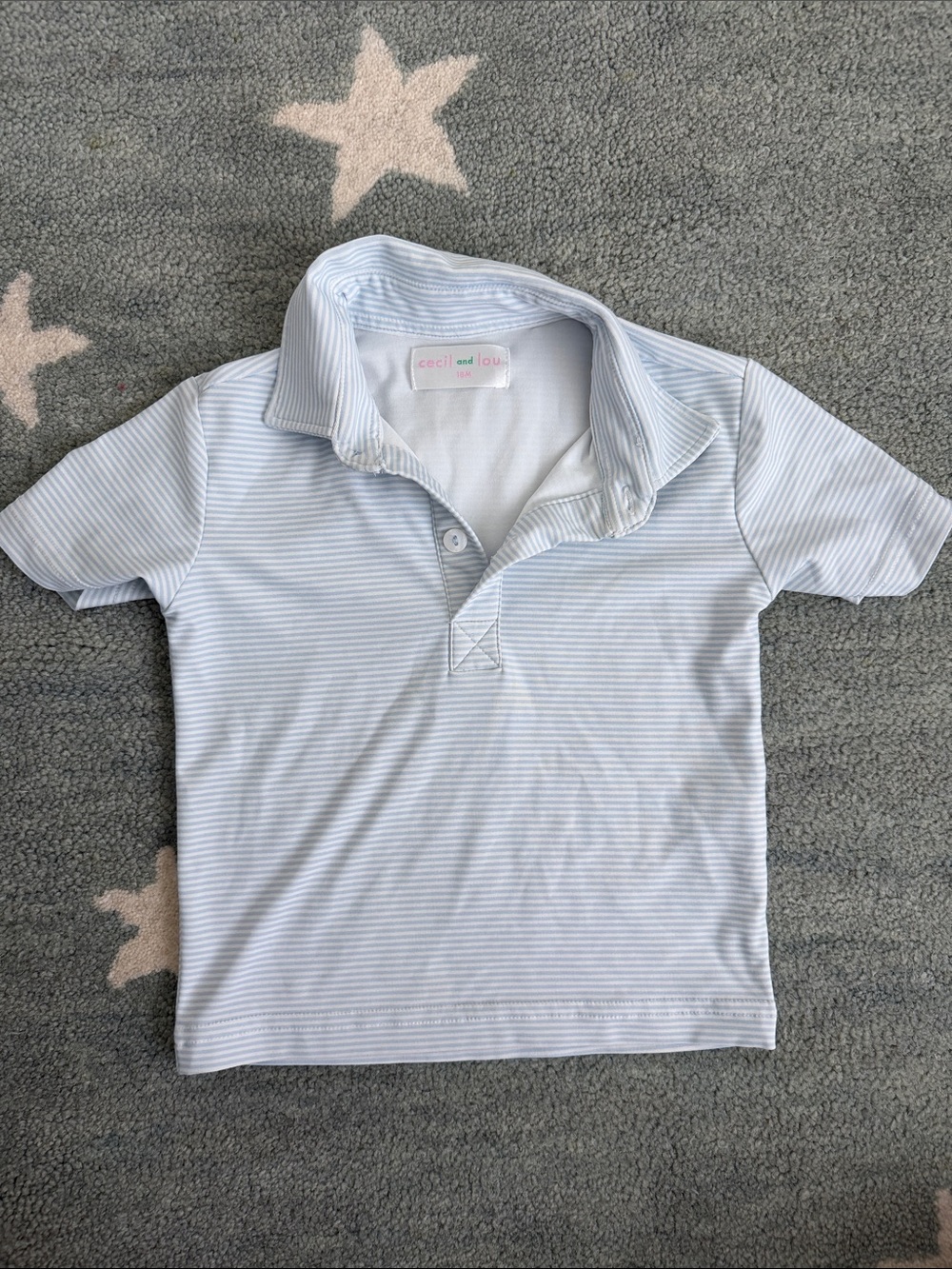 Cecil and Lou Light Blue Striped Performance Polo for Kids